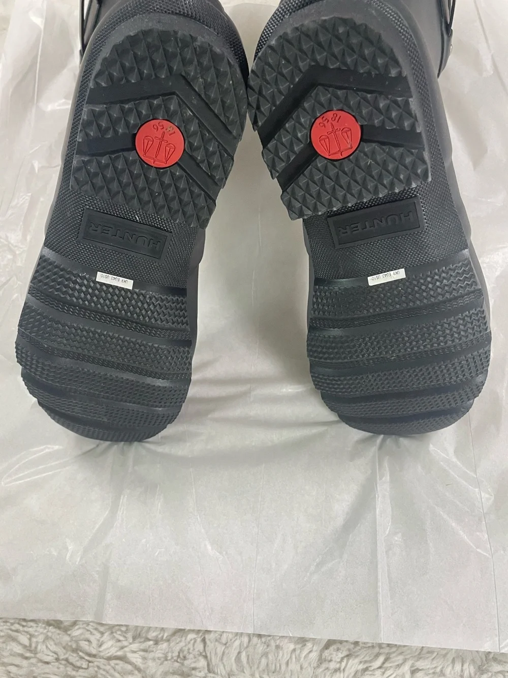 Hunter Men’s Black Logo Stripe Rain Boots Size 10